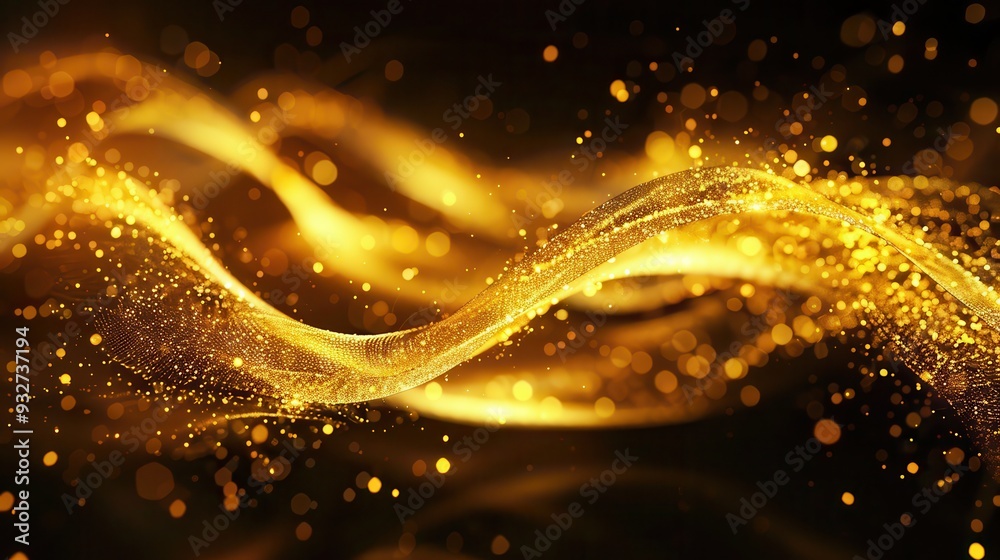 Gold Magic Abstract Background. Featuring Magical Gold Abstraction with Glowing Waves Gold Magic Abstract Background. Featuring Magical Gold Abstraction with Glowing Waves