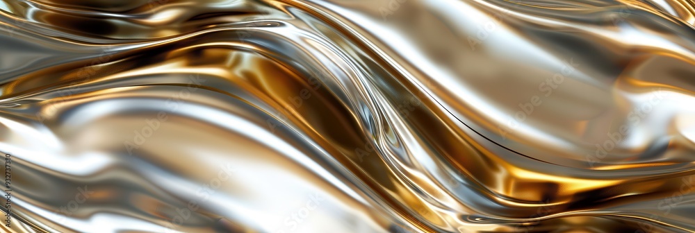 Gold Reflection on Silver Mercury-Looking Background with Shiny Curve and Graphic Element Gold Reflection on Silver Mercury-Looking Background with Shiny Curve and Graphic Element