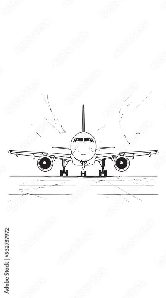 Obraz premium One line airplane. Travel aviation, private plane and airlines linear sketch vector illustration