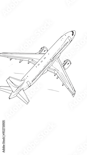 One line airplane. Travel aviation, private plane and airlines linear sketch vector illustration