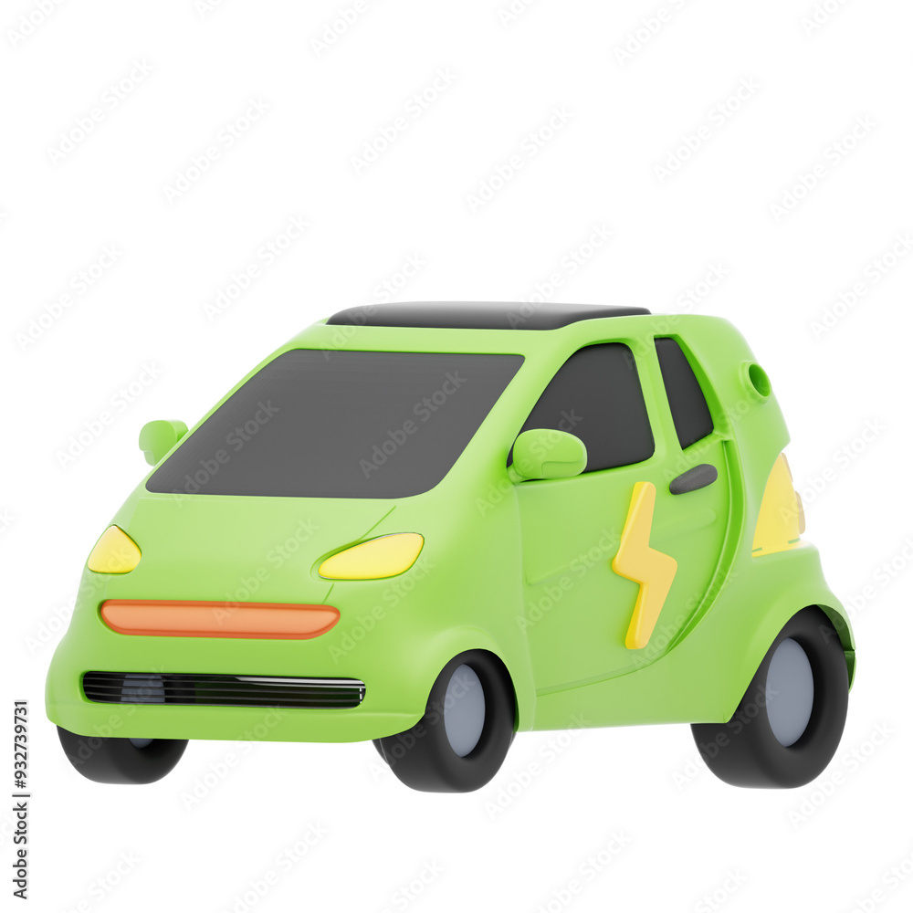 green electric car 3d illustration green electric car 3d illustration