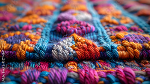 Colorful Woven Fabric Macro Photograph photo