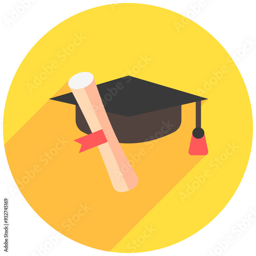 Graduation Cap rounded multi color icon, relate to education theme use for modern concept, UI or UX kit, web and app development