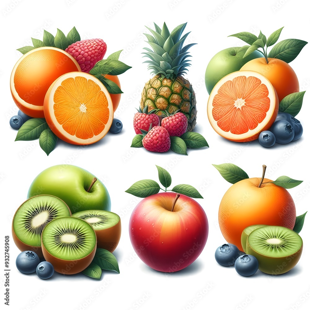 set of fruits set of fruits