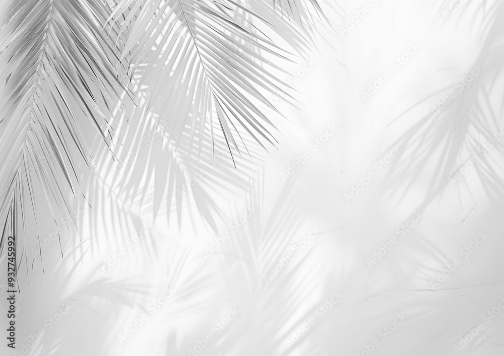 Obraz premium Palm Leaf Shadows on White Background