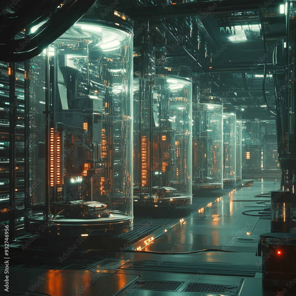 Mass Server racks in Hugh server room data center Stock Illustration ...