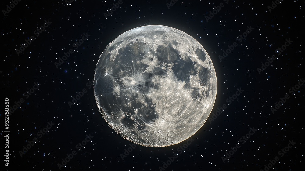 Obraz premium Full Moon in a Starry Sky
