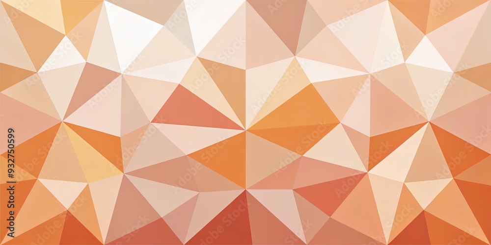 Peachy hues mingle with flat polygons in a vector abstract world, inducing a meditative mood through minimalist design and muted, earthy tones.