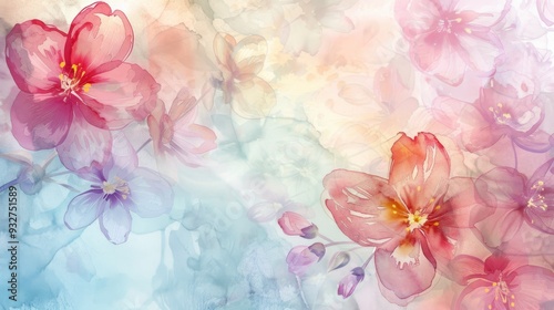 Watercolor floral design with spring flowers