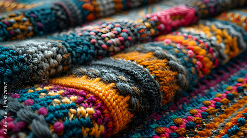 Colorful Knitted Fabric Closeup Photography Colorful Knitted Fabric Closeup Photography