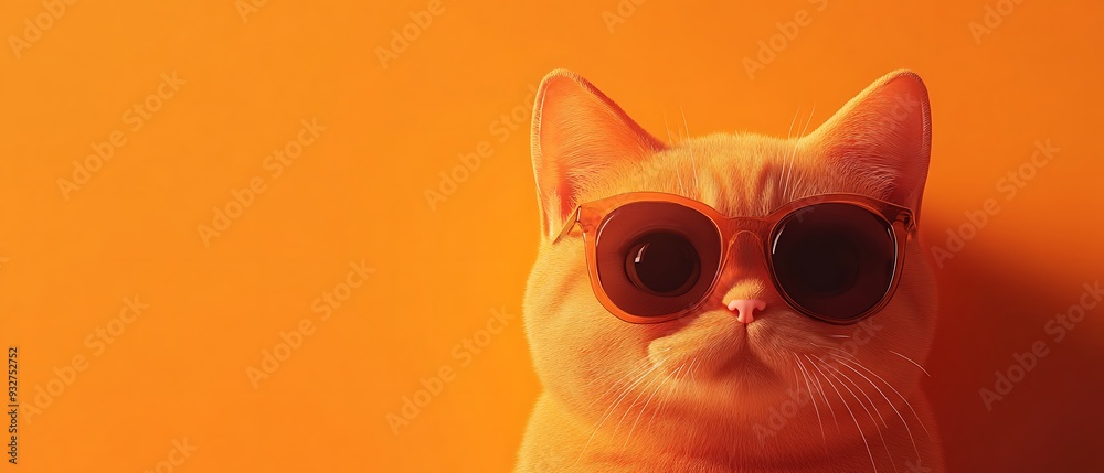 Fototapeta premium A cute croffle against a lively orange backdrop, showcasing its charming design and playful demeanor. The space above the croffle is ideal for text or branding.