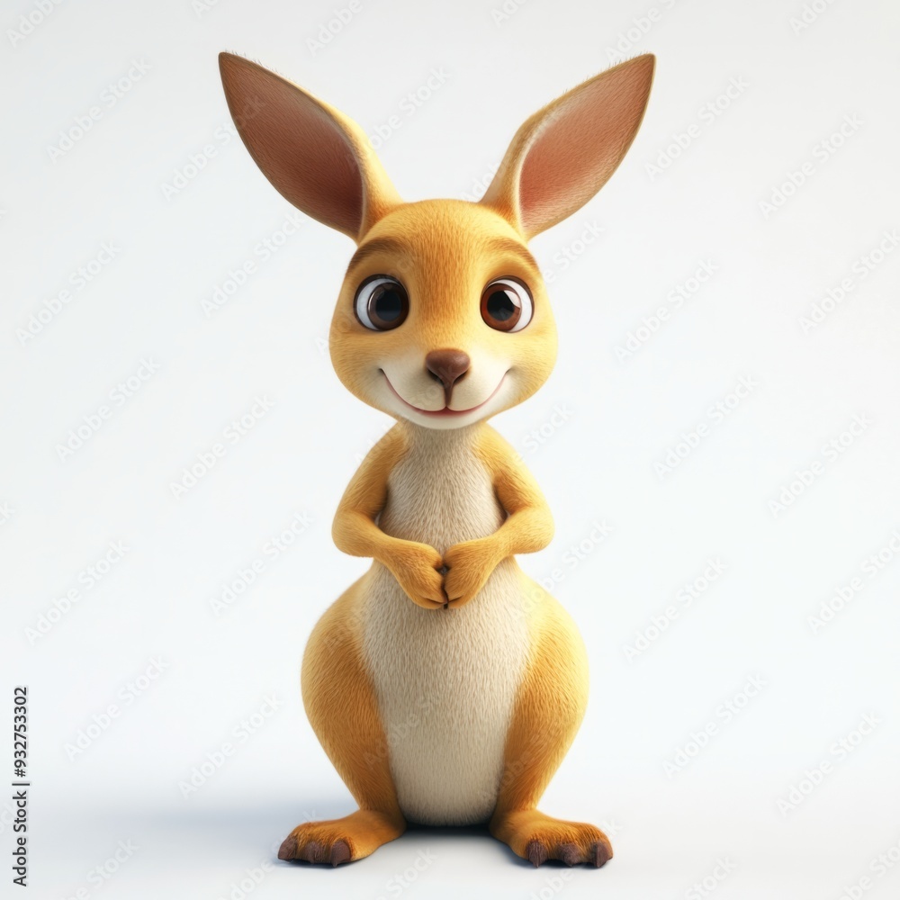 3D rendering of a cute kangaroo cartoon on a white background. 3D rendering of a cute kangaroo cartoon on a white background.