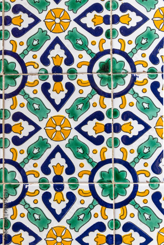 Tunis, Tunisia. Decorative tilework on a building.