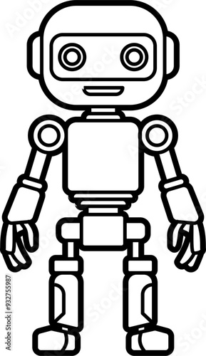 Robot coloring outline illustration vector