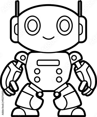Robot coloring outline illustration vector