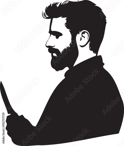 Barber man cutting black silhouette