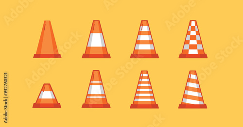 traffic cone icon collection, traffic sign and traffic control object illustration. suitable for posters and web icons