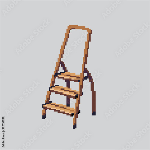 Pixel art illustration Ladder. Pixelated Library Ladder. Library Ladder pixelated for the pixel art game and icon for website and video game. old school retro.