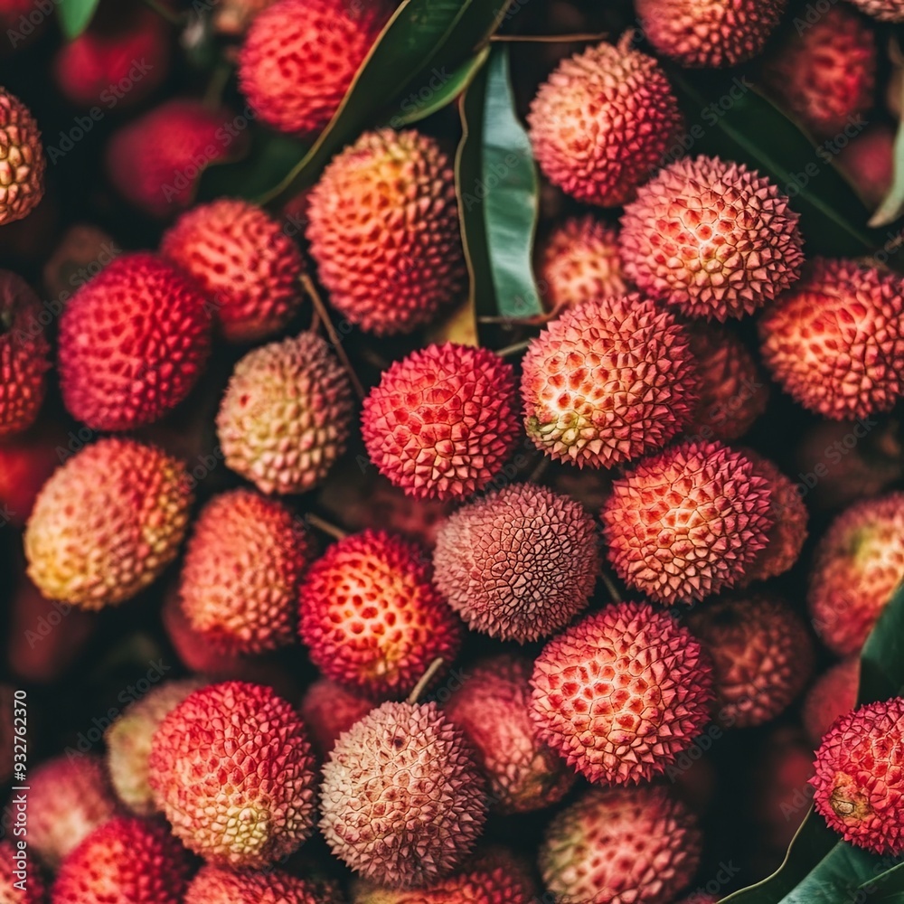 a lot of ripe juicy red lychee close up a lot of ripe juicy red lychee close up