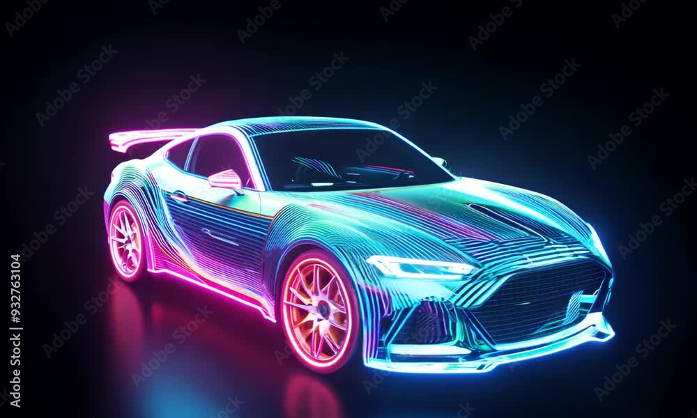 sport car shape glowing sport car shape glowing