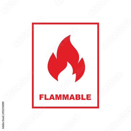 flammable sign icon in case of fire. fire and safety related symbols