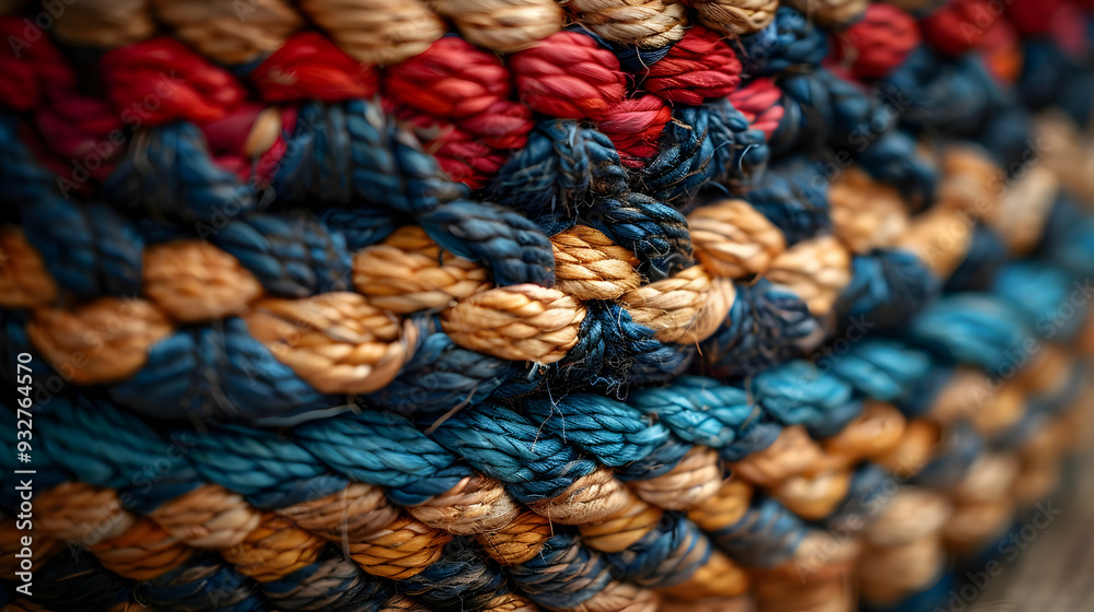 Closeup of a Colorful Woven Rope Pattern - Illustration Closeup of a Colorful Woven Rope Pattern - Illustration
