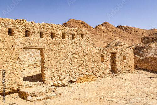 Tozeur, Tunisia. Ruins of ancient buildings in Shabikah. photo