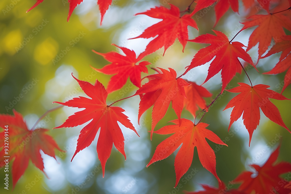a red tree with a green background Acer Leaves in Fiery Red Bokeh Capturing the Vibrant Autumn a red tree with a green background Acer Leaves in Fiery Red Bokeh Capturing the Vibrant Autumn