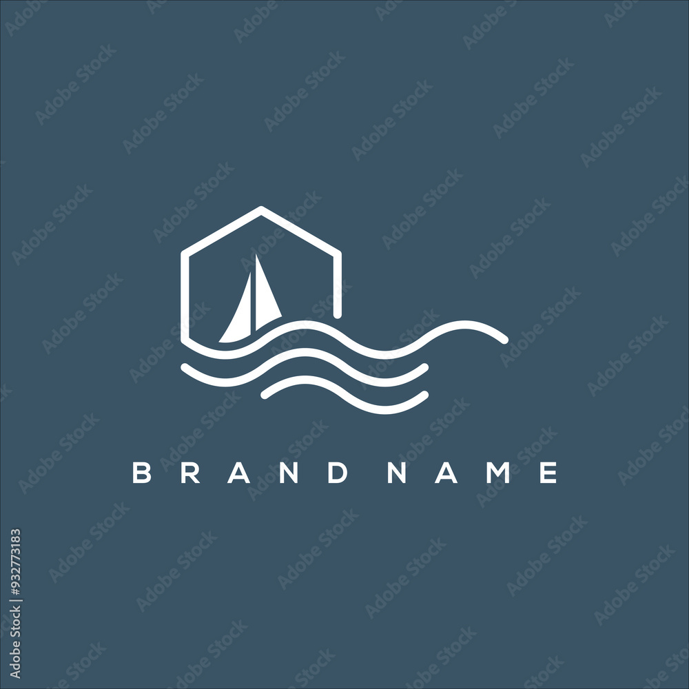 custom made wallpaper toronto digitalline art sea house and boat logo vector