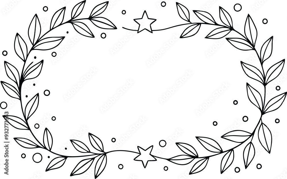 A frame with a pattern of stars and leaf and dots illustration A frame with a pattern of stars and leaf and dots illustration