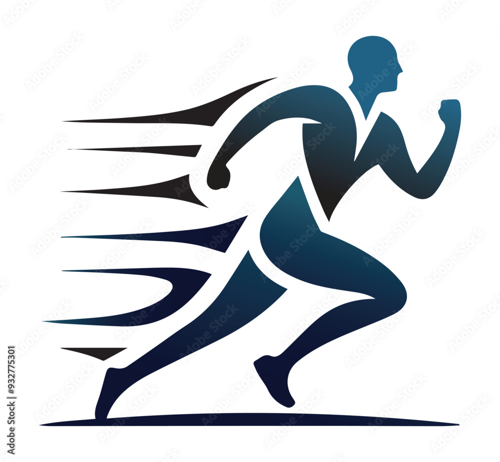 a dynamic vector logo featuring the outline of a person running. a dynamic vector logo featuring the outline of a person running.