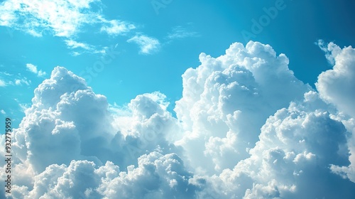 Blue sky white clouds. Fluffy white clouds. Cumulus clouds. summer blue sky. Blue sky nature weather. White clouds background.