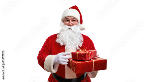 santa claus with gift isolated on white background PNG