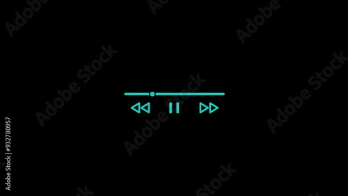 Audio player for podcast play list. Play or pause button. photo