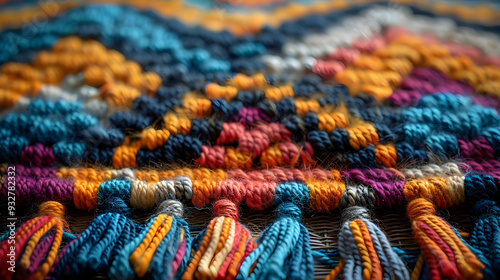 Colorful Woven Tassels Abstract Background