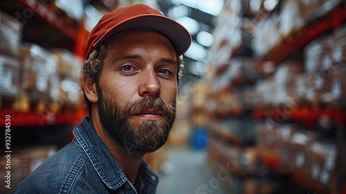 male warehouse worker with barcode scanner