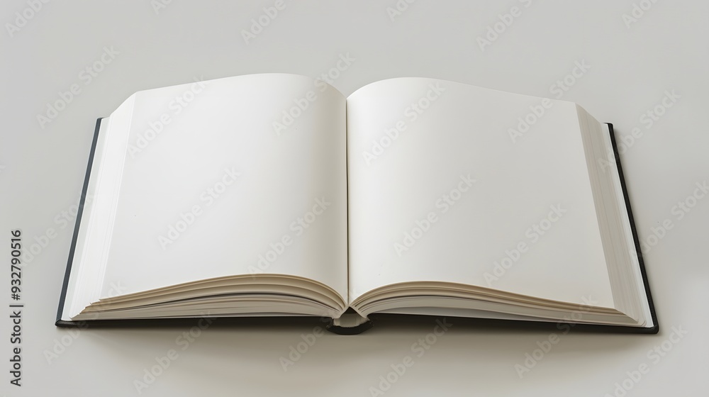 Open book, blank white pages. Open book, blank white pages.