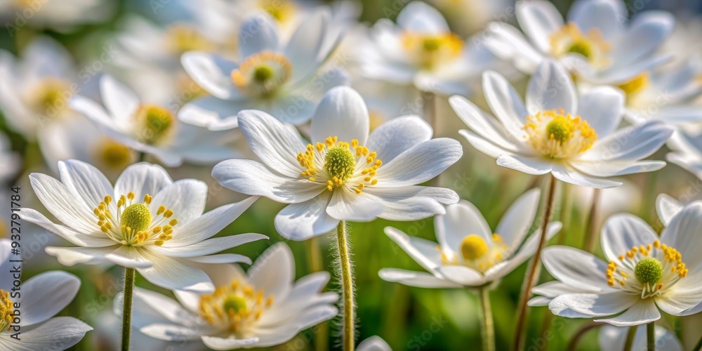 Delicate White Anemone Blooms in Close-Up, flower, macro, spring, nature Delicate White Anemone Blooms in Close-Up, flower, macro, spring, nature