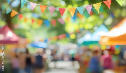 Colorful Flags and Festive Atmosphere at a Summer Event