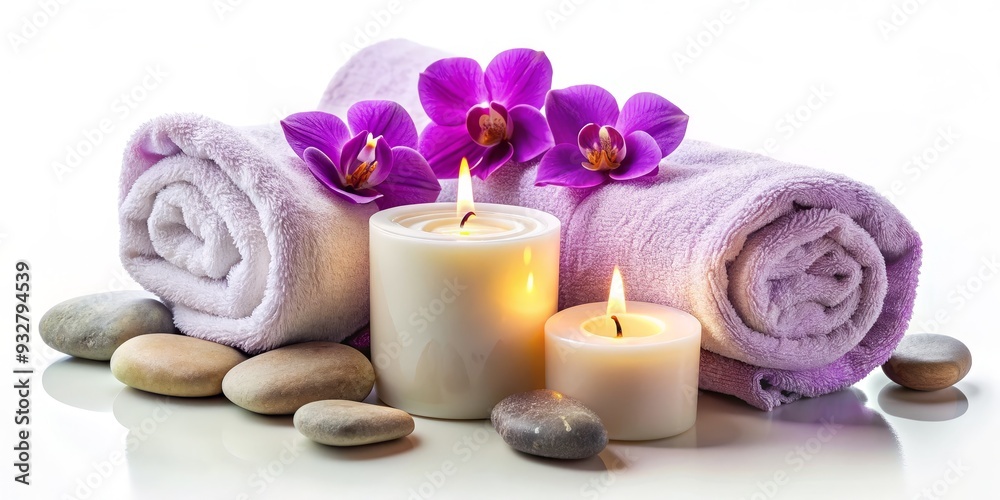 Lavender Towel, Orchid and Candle Arrangement, Spa Relaxation, Still Life Photography, Spa, Relaxation, Candle Lavender Towel, Orchid and Candle Arrangement, Spa Relaxation, Still Life Photography, Spa, Relaxation, Candle