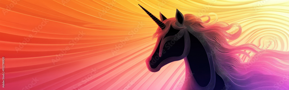 Obraz premium unicorn with a thin, subtle spiral pattern in the background, on a plain or gradient background