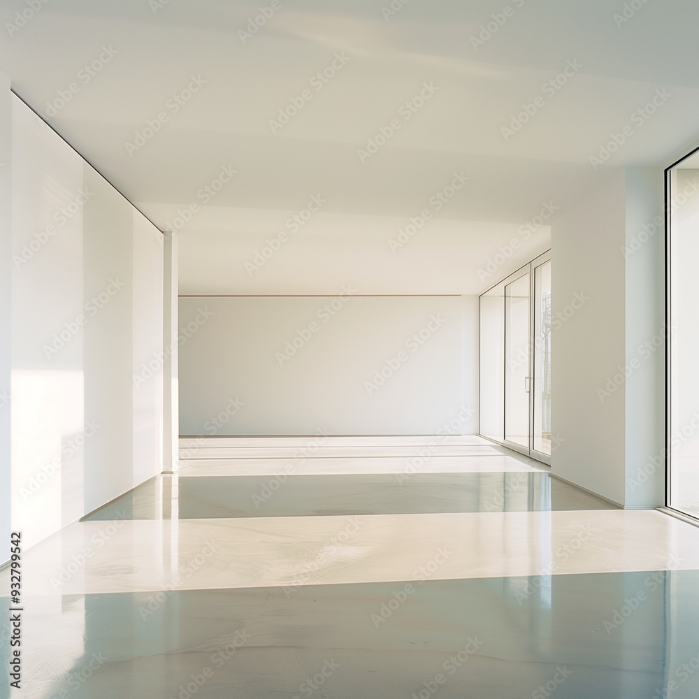 Minimalist and modern empty room with clean lines and neutral color palette