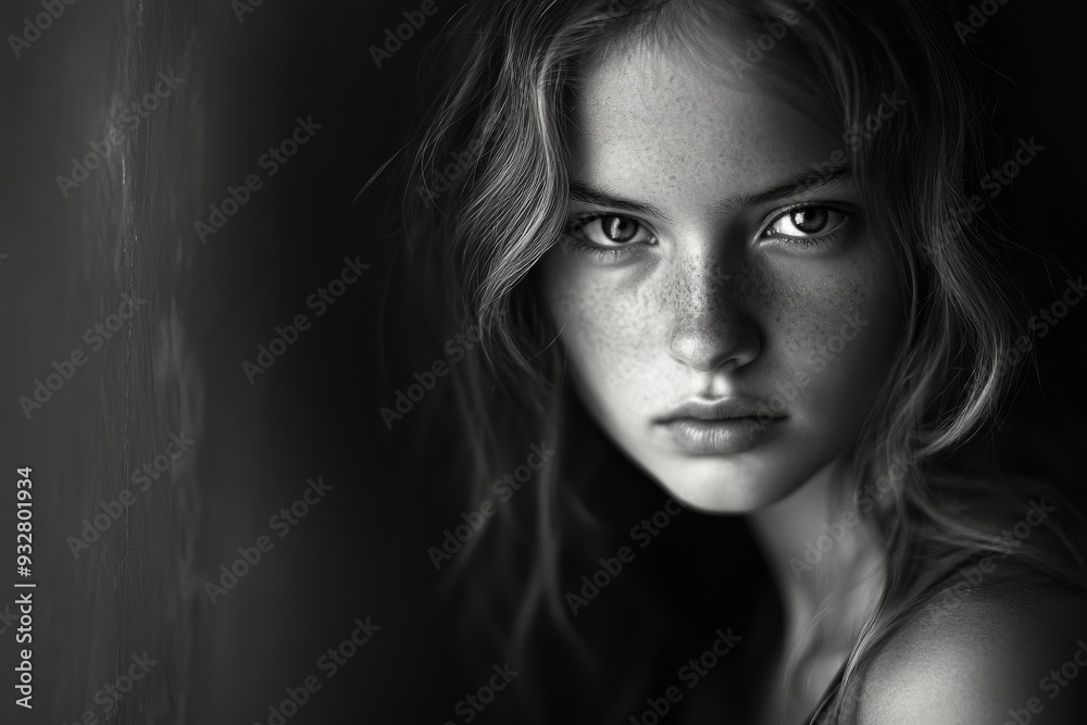 Intense Gaze in Black and White Intense Gaze in Black and White