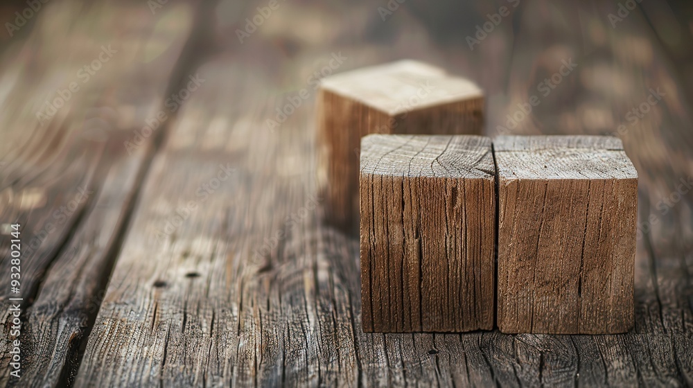 A wooden backdrop featuring two wooden blocks displayed. Generative Ai A wooden backdrop featuring two wooden blocks displayed. Generative Ai