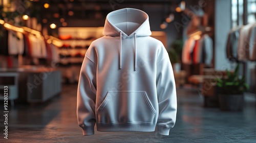 mockup blank dark grey hoodie with mannequin, grey background,