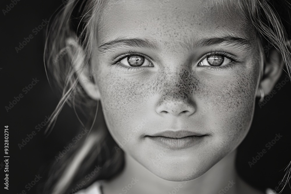 Close-up Portrait of a Young Girl with Freckles Close-up Portrait of a Young Girl with Freckles