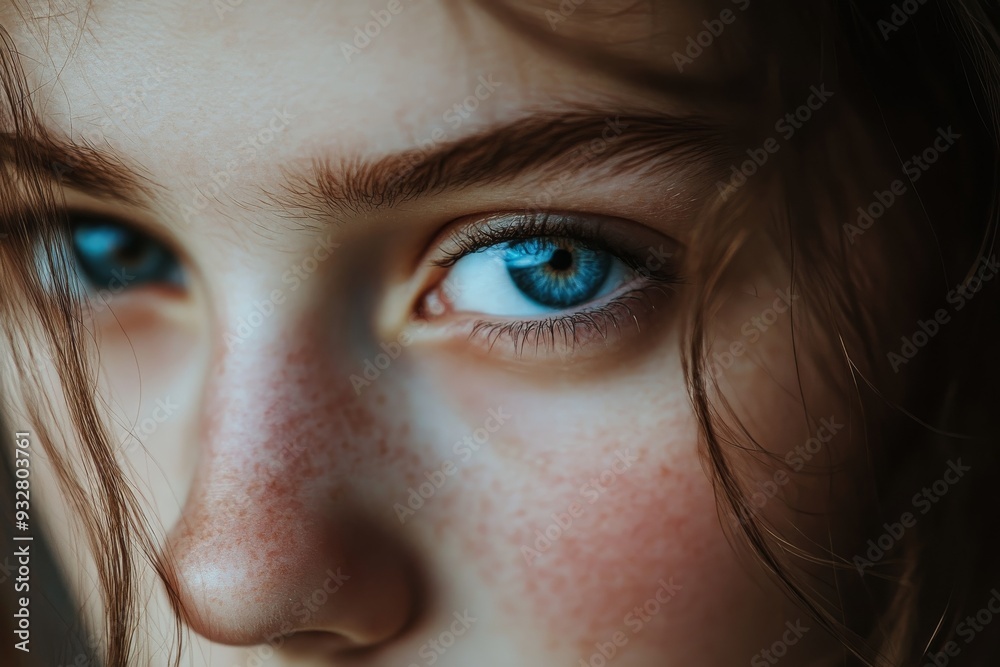 Close-up Portrait of a Young Woman with Blue Eyes Close-up Portrait of a Young Woman with Blue Eyes