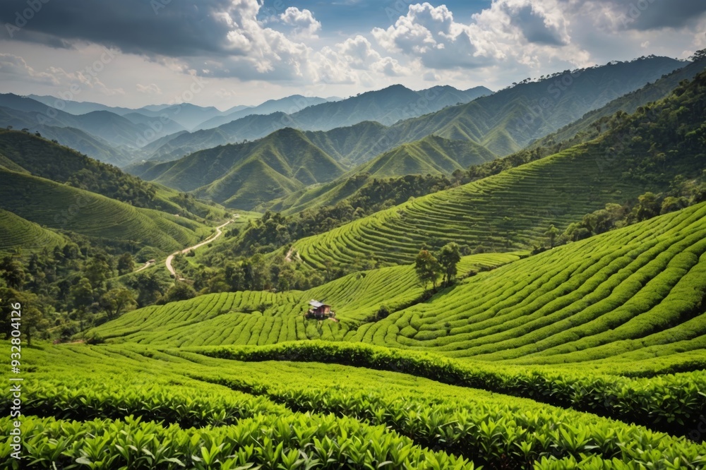 Landscape tea plantation of Cameron in Malaysia with blur foreground Landscape tea plantation of Cameron in Malaysia with blur foreground