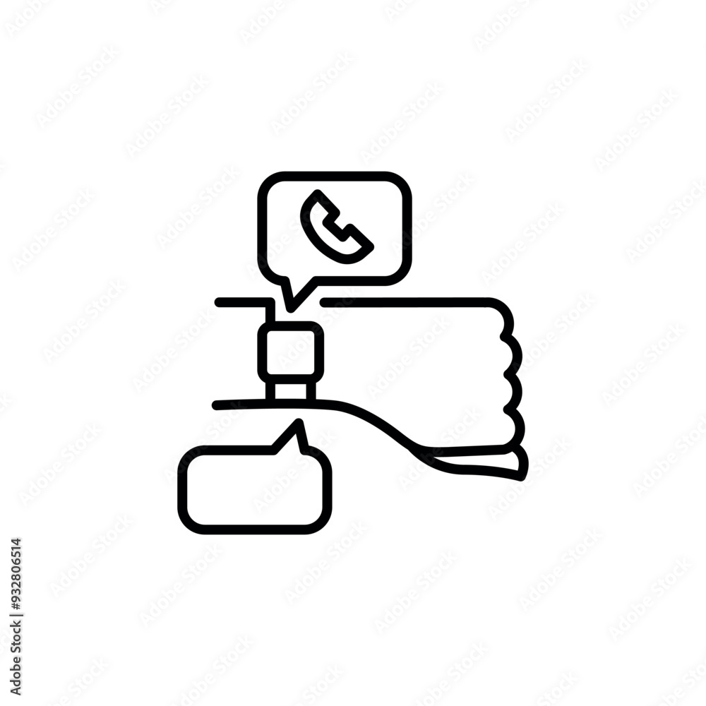 Smartwatch call notification icon. A clean and modern vector illustration depicting a smartwatch receiving a call and message notification. Ideal for mobile apps, wearables. Vector illustration. Smartwatch call notification icon. A clean and modern vector illustration depicting a smartwatch receiving a call and message notification. Ideal for mobile apps, wearables. Vector illustration.