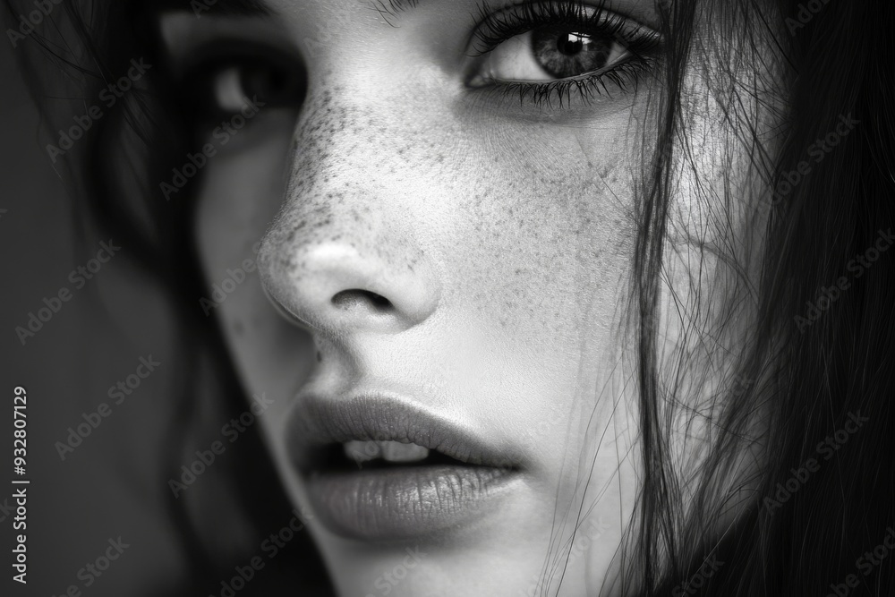 Close-Up Portrait of a Woman with Freckles